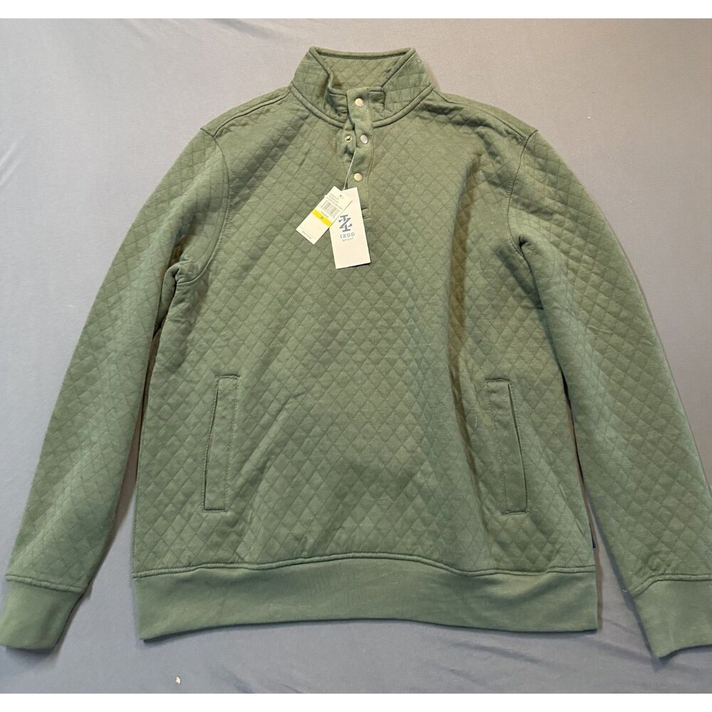 Izod Sport Men's Quilted Quarter Snap Mock Neck Sweatshirt. NWT. Size M